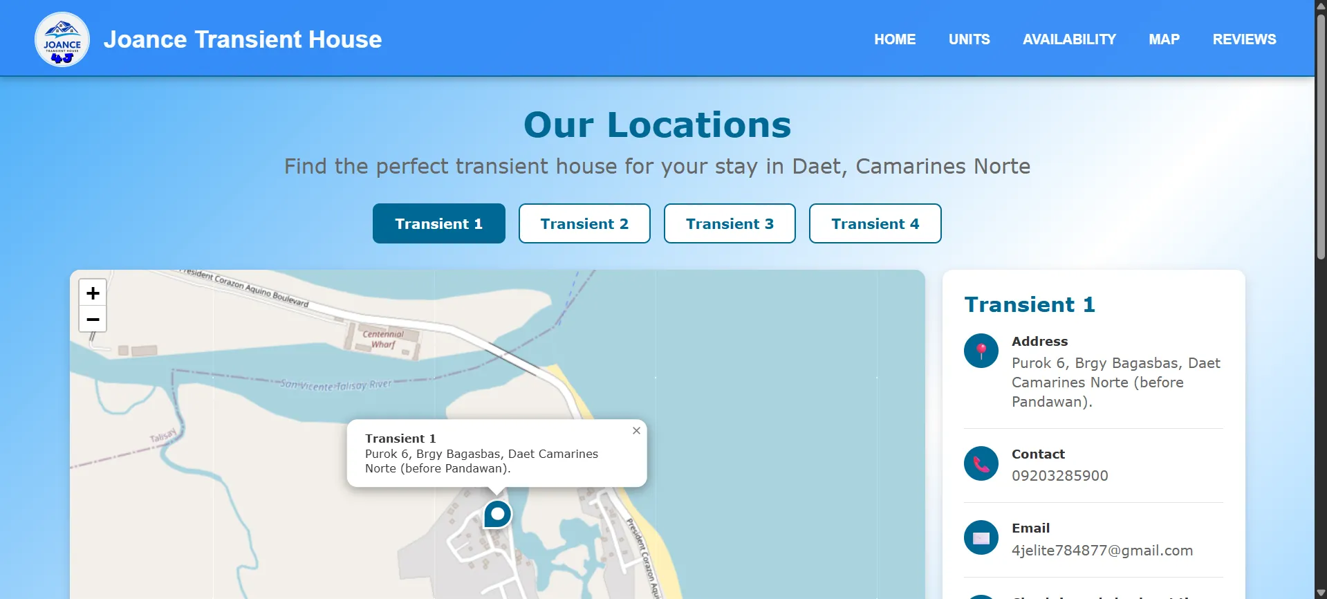 Joance Transient House — Location map
